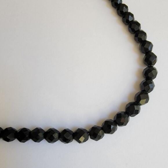 Vintage Black Bead Necklace - Gold Tone Rose Clasp, 21 Inches - Picture 8 of 10